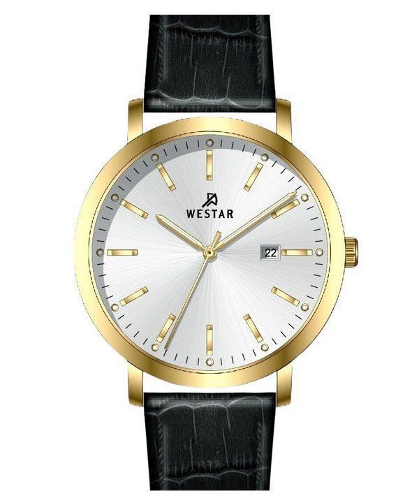 Reloj Westar Profile con correa de cuero y esfera plateada de cuarzo 50216GPN107 para hombre