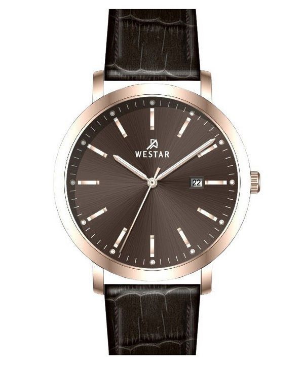 Reloj Westar Profile con correa de cuero y esfera marrón de cuarzo 50216PPN620 para hombre