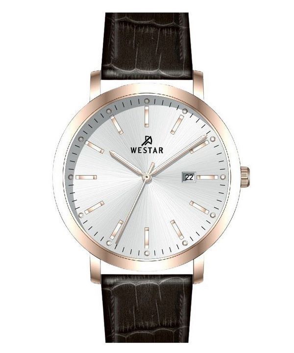 Reloj Westar Profile con correa de cuero y esfera plateada de cuarzo 50216PPN627 para hombre