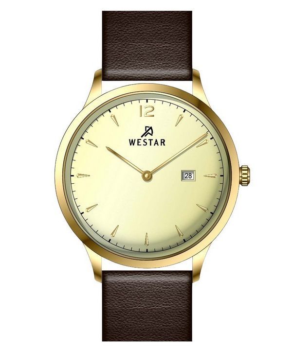 Reloj Westar Profile con correa de cuero y esfera color champán claro de cuarzo 50217GPN122 para hombre