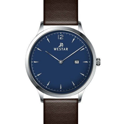 Reloj Westar Profile con correa de cuero y esfera azul de cuarzo 50217STN124 para hombre