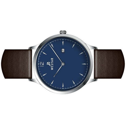 Reloj Westar Profile con correa de cuero y esfera azul de cuarzo 50217STN124 para hombre