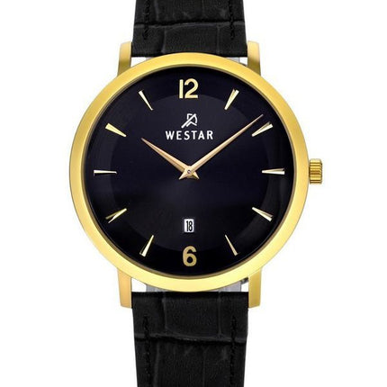 Reloj Westar Profile con correa de cuero y esfera negra de cuarzo 50219GPN103 para hombre