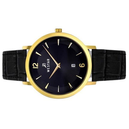 Reloj Westar Profile con correa de cuero y esfera negra de cuarzo 50219GPN103 para hombre