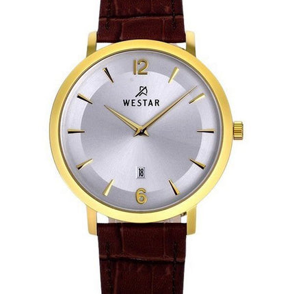 Reloj Westar Profile con correa de cuero y esfera plateada de cuarzo 50219GPN127 para hombre