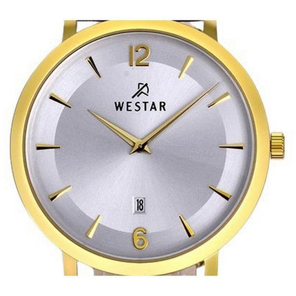 Reloj Westar Profile con correa de cuero y esfera plateada de cuarzo 50219GPN127 para hombre