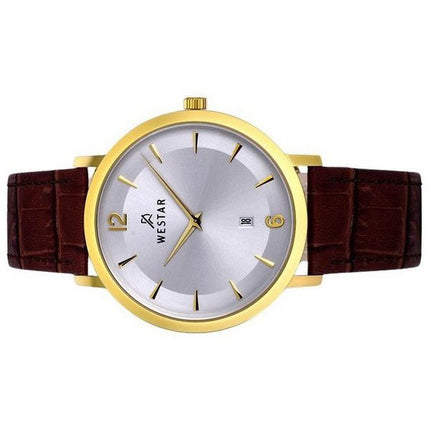 Reloj Westar Profile con correa de cuero y esfera plateada de cuarzo 50219GPN127 para hombre