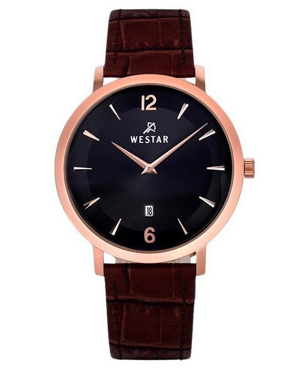 Reloj Westar Profile con correa de cuero y esfera negra de cuarzo 50219PPN623 para hombre