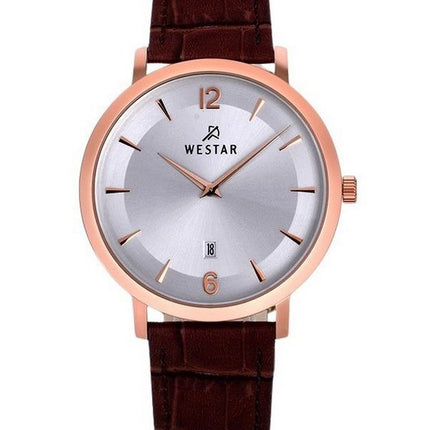 Reloj Westar Profile con correa de cuero y esfera plateada de cuarzo 50219PPN627 para hombre