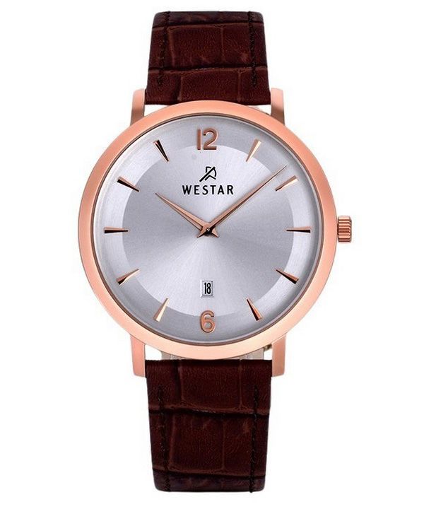 Reloj Westar Profile con correa de cuero y esfera plateada de cuarzo 50219PPN627 para hombre