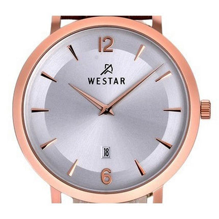 Reloj Westar Profile con correa de cuero y esfera plateada de cuarzo 50219PPN627 para hombre