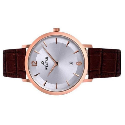 Reloj Westar Profile con correa de cuero y esfera plateada de cuarzo 50219PPN627 para hombre