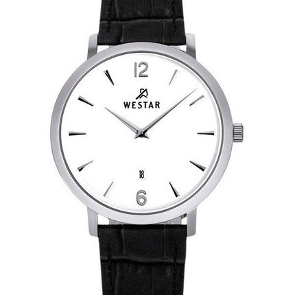 Reloj Westar Profile con correa de cuero y esfera blanca de cuarzo 50219STN101 para hombre