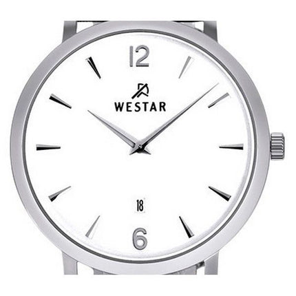 Reloj Westar Profile con correa de cuero y esfera blanca de cuarzo 50219STN101 para hombre