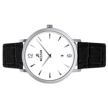 Reloj Westar Profile con correa de cuero y esfera blanca de cuarzo 50219STN101 para hombre