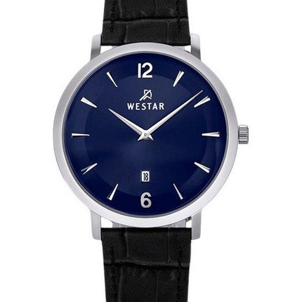 Reloj Westar Profile con correa de cuero y esfera azul de cuarzo 50219STN104 para hombre