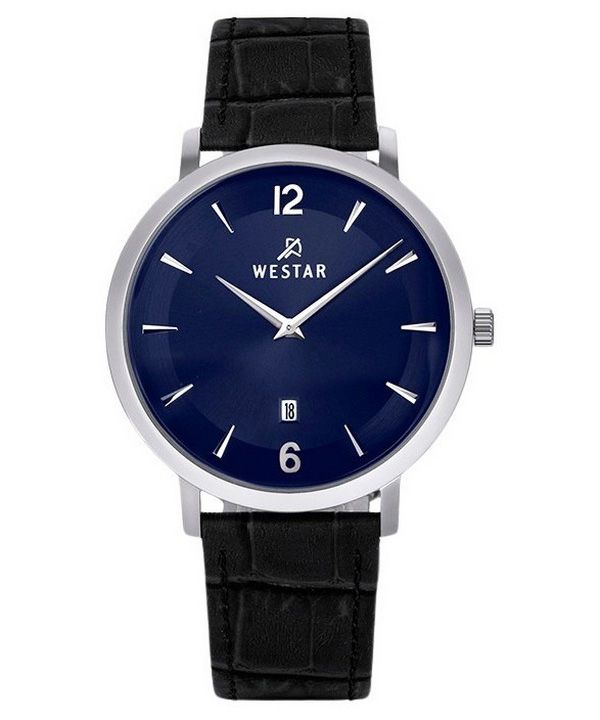 Reloj Westar Profile con correa de cuero y esfera azul de cuarzo 50219STN104 para hombre