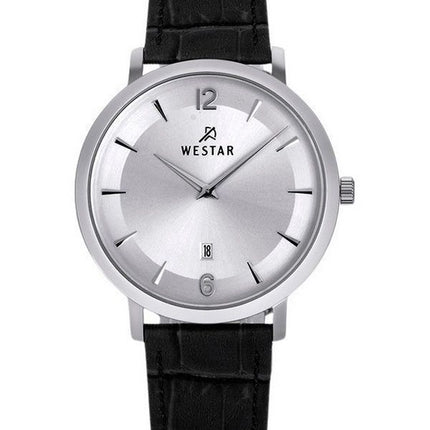 Reloj Westar Profile con correa de cuero y esfera plateada de cuarzo 50219STN107 para hombre