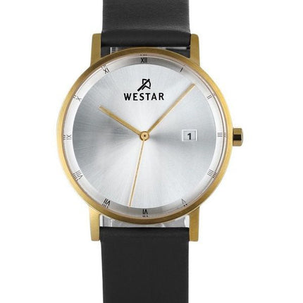 Reloj Westar Profile con correa de cuero negra y esfera plateada de cuarzo 50221GPN107 para hombre