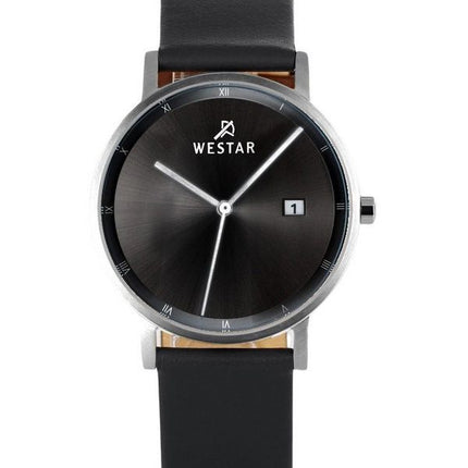 Reloj Westar Profile con correa de cuero y esfera negra de cuarzo 50221STN103 para hombre