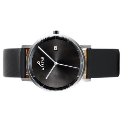 Reloj Westar Profile con correa de cuero y esfera negra de cuarzo 50221STN103 para hombre