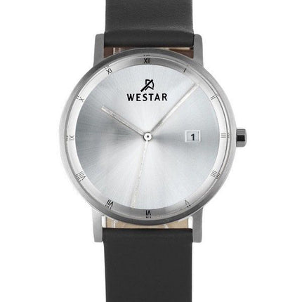 Reloj Westar Profile con correa de cuero y esfera plateada de cuarzo 50221STN107 para hombre