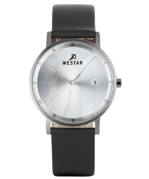 Reloj Westar Profile con correa de cuero y esfera plateada de cuarzo 50221STN107 para hombre