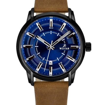 Reloj Westar Profile con correa de cuero y esfera azul de cuarzo 50228BBN184 para hombre