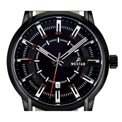 Reloj Westar Profile con correa de cuero y esfera negra de cuarzo 50228STN883 para hombre