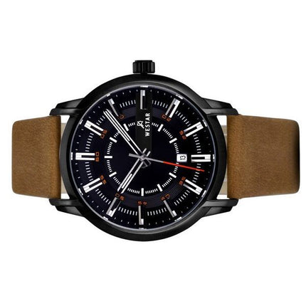 Reloj Westar Profile con correa de cuero y esfera negra de cuarzo 50228STN883 para hombre