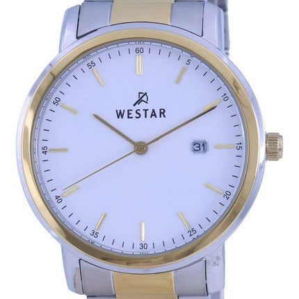 Westar, esfera blanca, dos tonos, acero inoxidable, cuarzo 50243 CBN 101, reloj para hombre