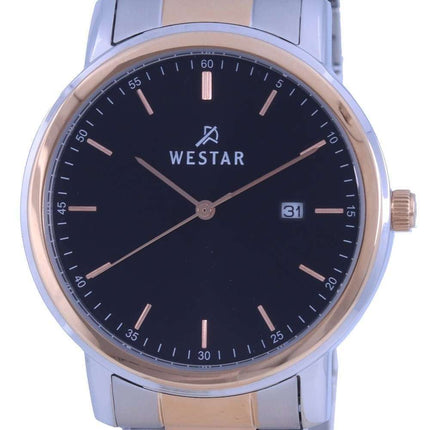 Westar, esfera negra, dos tonos, acero inoxidable, cuarzo 50243 SPN 603, reloj para hombre