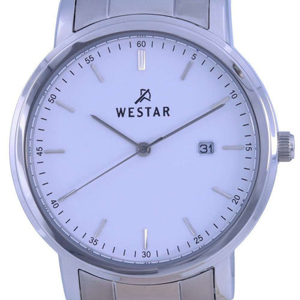 Westar, esfera blanca, acero inoxidable, cuarzo 50243 STN 101, reloj para hombre