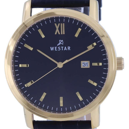 Westar, esfera negra, tono dorado, acero inoxidable, cuarzo 50244 GPN 103, reloj para hombre