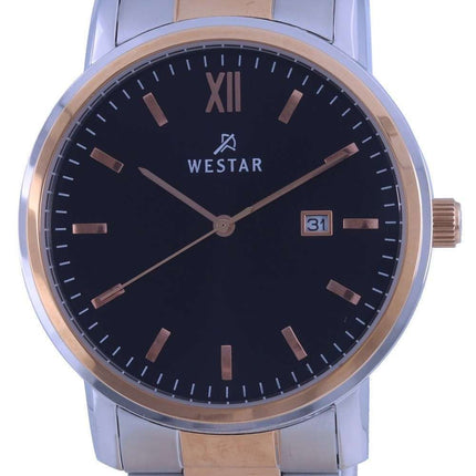 Westar, esfera negra, dos tonos, acero inoxidable, cuarzo 50245 SPN 603, reloj para hombre