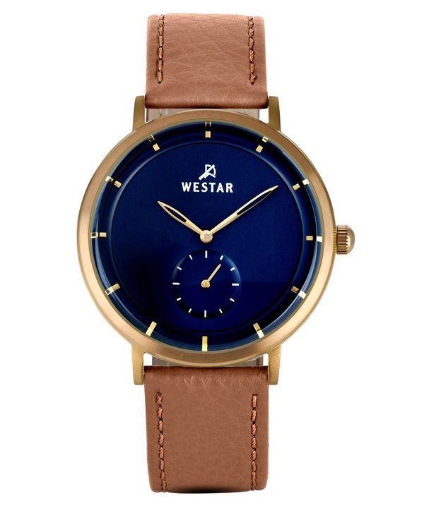 Reloj Westar Profile con correa de cuero y esfera azul de cuarzo 50246BZZ184 para hombre