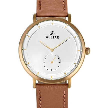 Reloj Westar Profile con correa de cuero y esfera plateada de cuarzo 50246BZZ187 para hombre