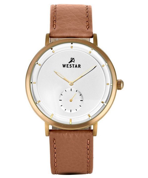 Reloj Westar Profile con correa de cuero y esfera plateada de cuarzo 50246BZZ187 para hombre