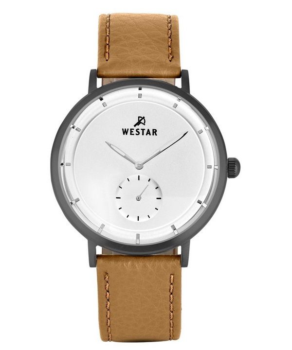 Reloj Westar Profile con correa de cuero y esfera plateada de cuarzo 50246GGN187 para hombre