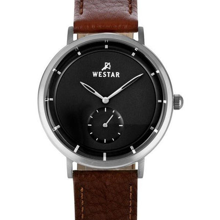 Reloj Westar Profile con correa de cuero y esfera negra de cuarzo 50246STN123 para hombre