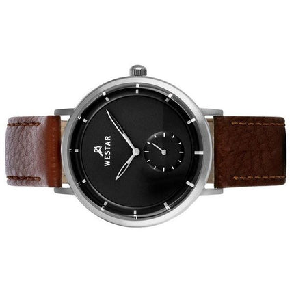 Reloj Westar Profile con correa de cuero y esfera negra de cuarzo 50246STN123 para hombre