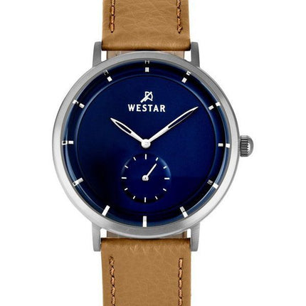 Reloj Westar Profile con correa de cuero y esfera azul de cuarzo 50246STN184 para hombre