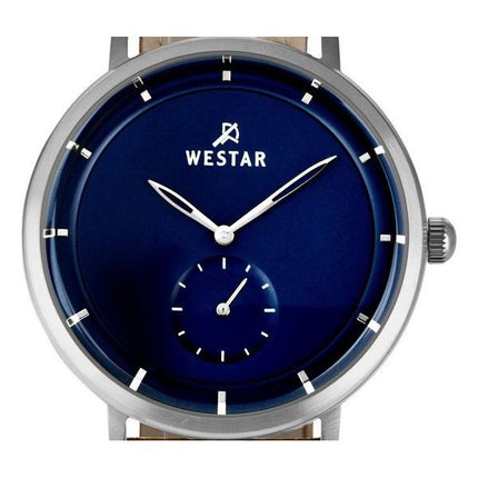 Reloj Westar Profile con correa de cuero y esfera azul de cuarzo 50246STN184 para hombre