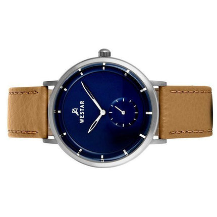 Reloj Westar Profile con correa de cuero y esfera azul de cuarzo 50246STN184 para hombre