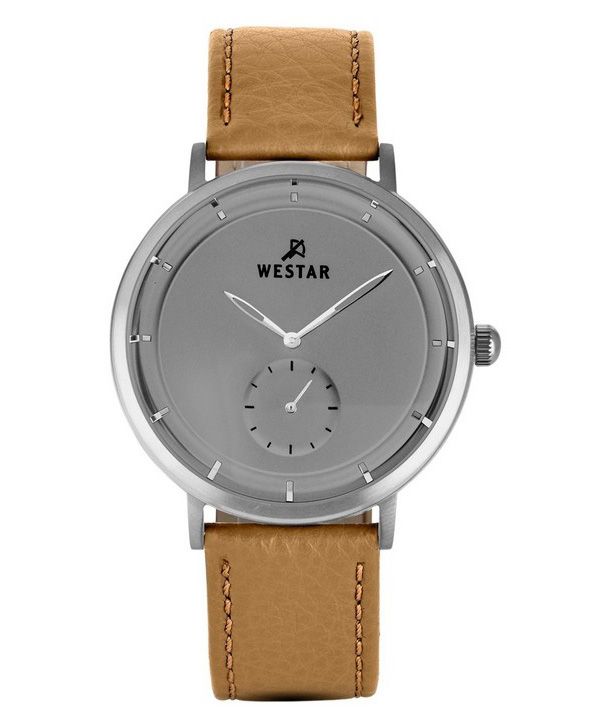 Reloj Westar Profile con correa de cuero y esfera gris de cuarzo 50246STN186 para hombre