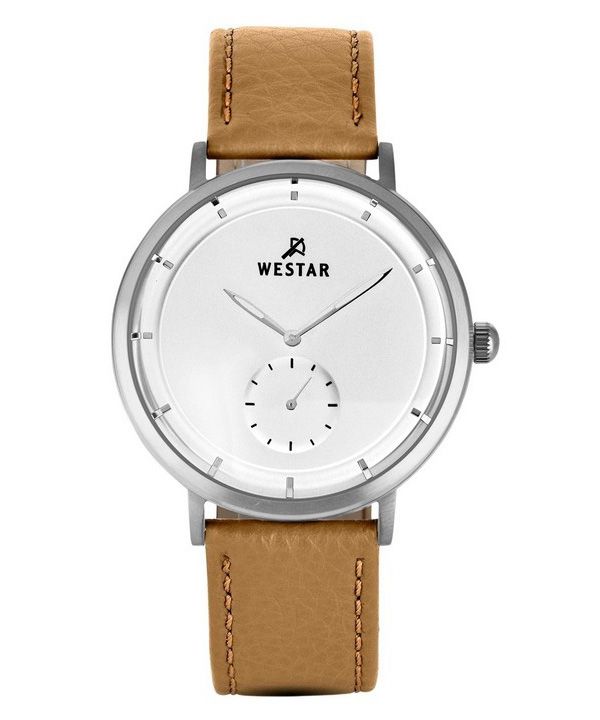 Reloj Westar Profile con correa de cuero y esfera plateada de cuarzo 50246STN187 para hombre