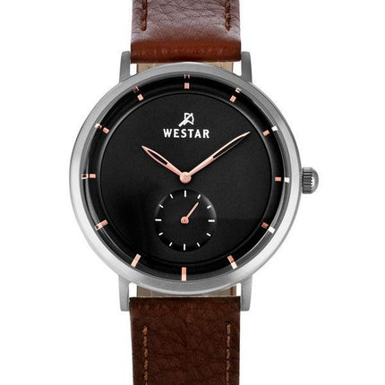 Reloj Westar Profile con correa de cuero y esfera negra de cuarzo 50246STN623 para hombre