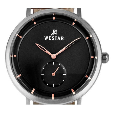 Reloj Westar Profile con correa de cuero y esfera negra de cuarzo 50246STN623 para hombre