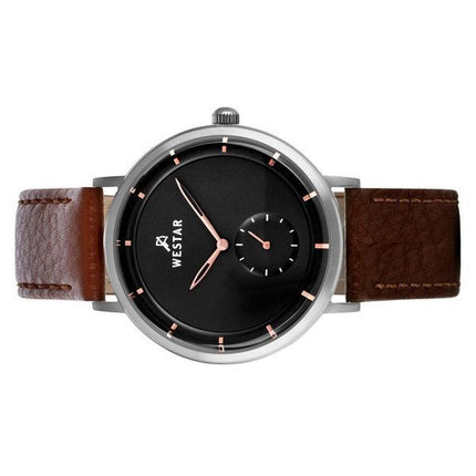 Reloj Westar Profile con correa de cuero y esfera negra de cuarzo 50246STN623 para hombre