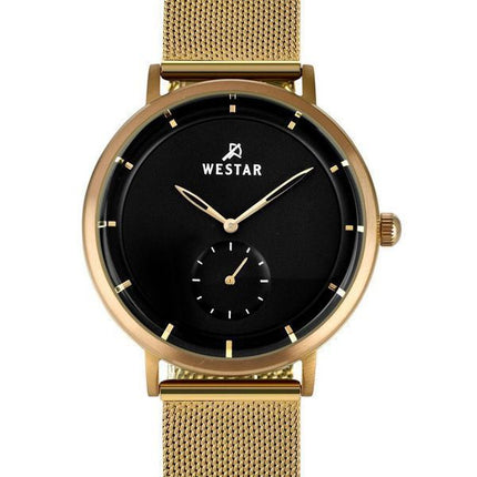 Reloj para hombre Westar Profile de acero inoxidable en tono dorado con esfera negra y cuarzo 50247BZZ103